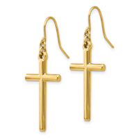 14k Cross Shepherd Hook Dangle Earrings-H1087