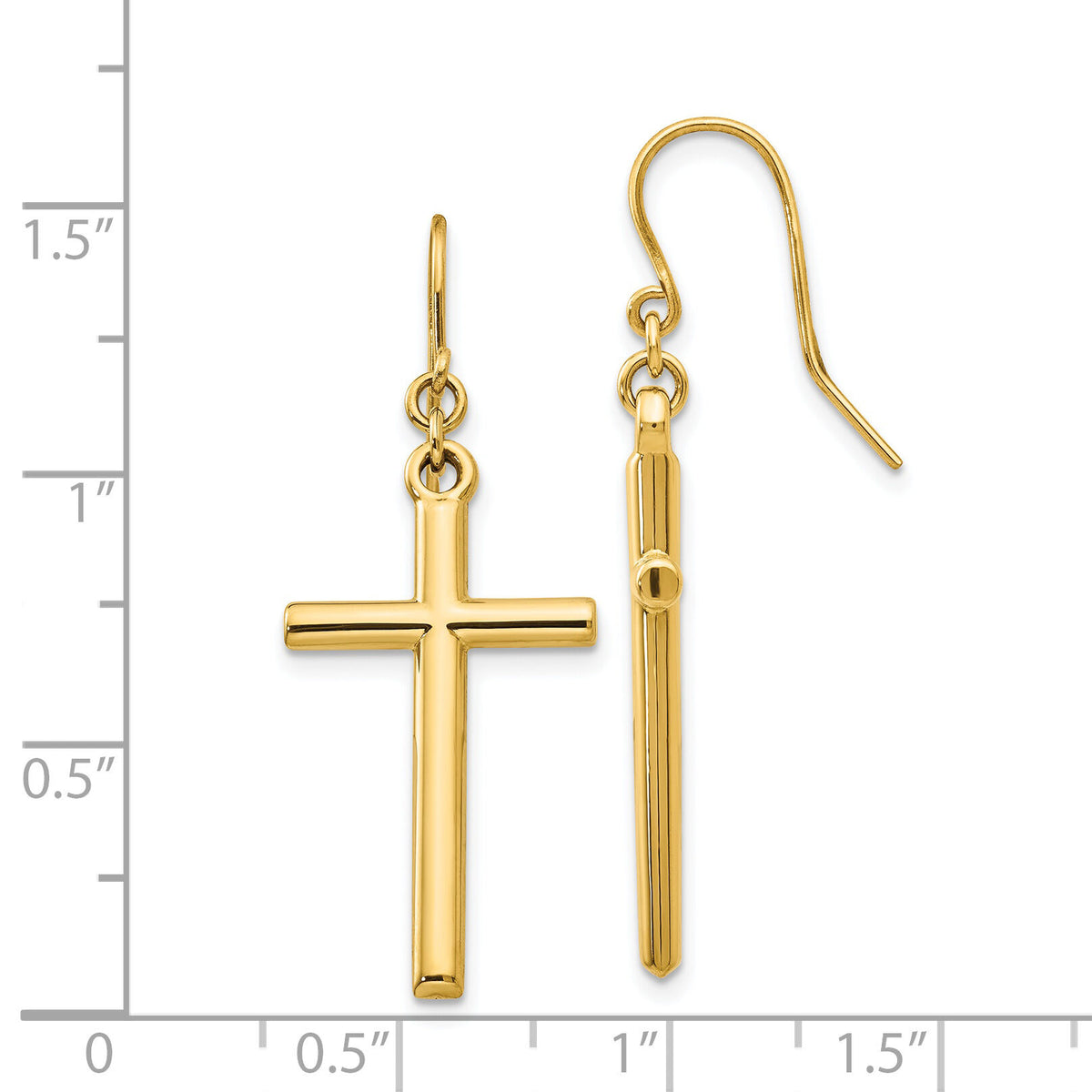 14k Cross Shepherd Hook Dangle Earrings-H1087