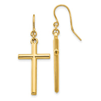 14k Cross Shepherd Hook Dangle Earrings-H1087