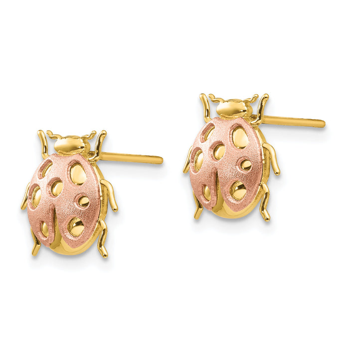 14k Two-Tone Ladybug Post Earrings-H1108