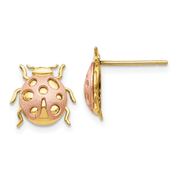 14k Two-Tone Ladybug Post Earrings-H1108