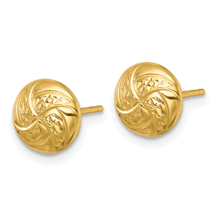 14k Polished Textured Post Earrings-H1138