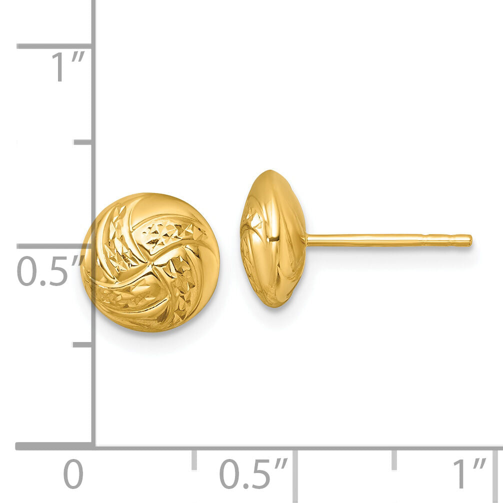 14k Polished Textured Post Earrings-H1138