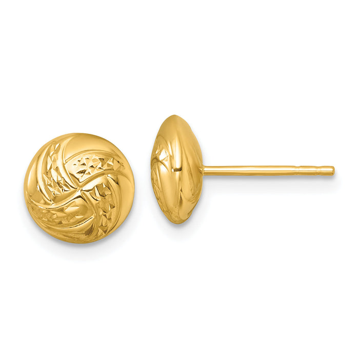 14k Polished Textured Post Earrings-H1138