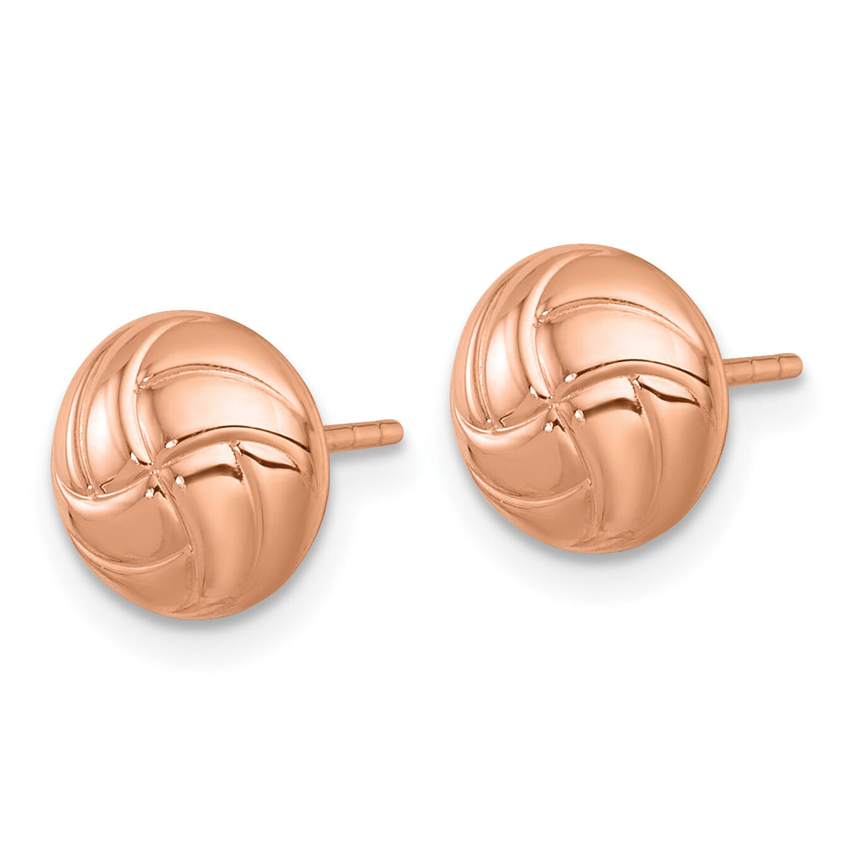 14k Rose Gold Polished Textured Post Earrings-H1139