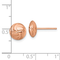 14k Rose Gold Polished Textured Post Earrings-H1139