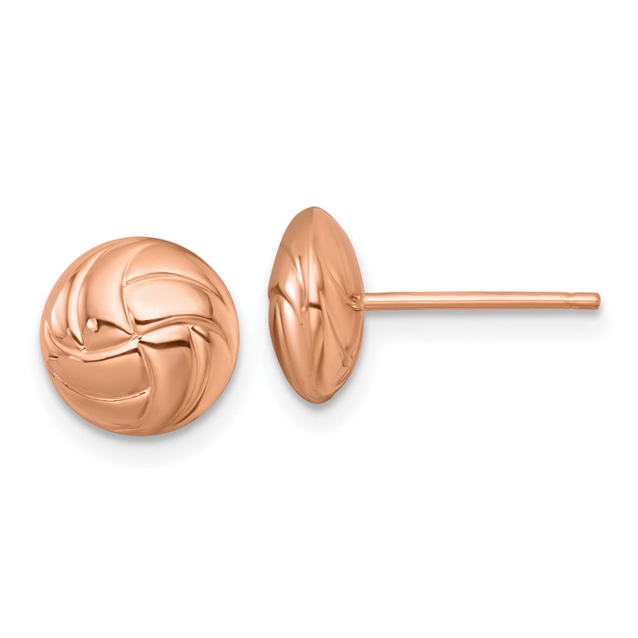 14k Rose Gold Polished Textured Post Earrings-H1139