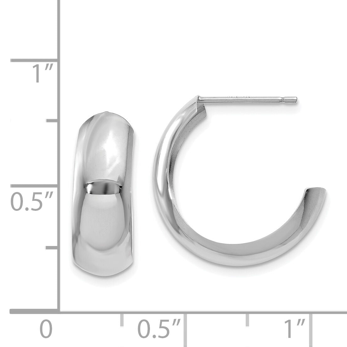 14k White Gold Hoop Earrings-H327
