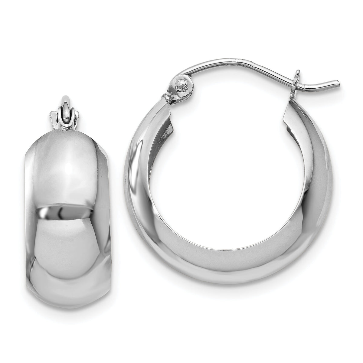 14k White Gold Fancy Hoop Earrings-H331