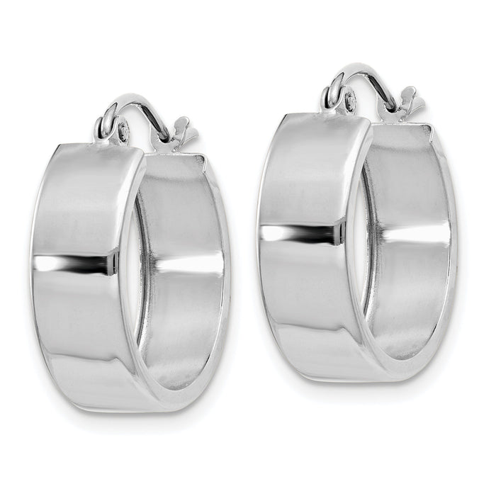 14k White Gold Fancy Hoop Earrings-H341