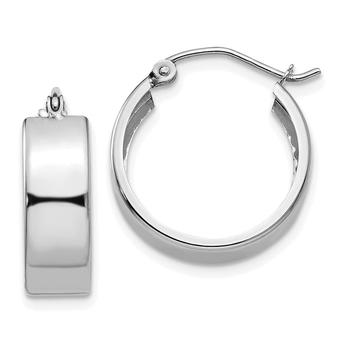 14k White Gold Fancy Hoop Earrings-H341