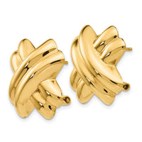 14k Polished X Omega Back Post Earrings-H364