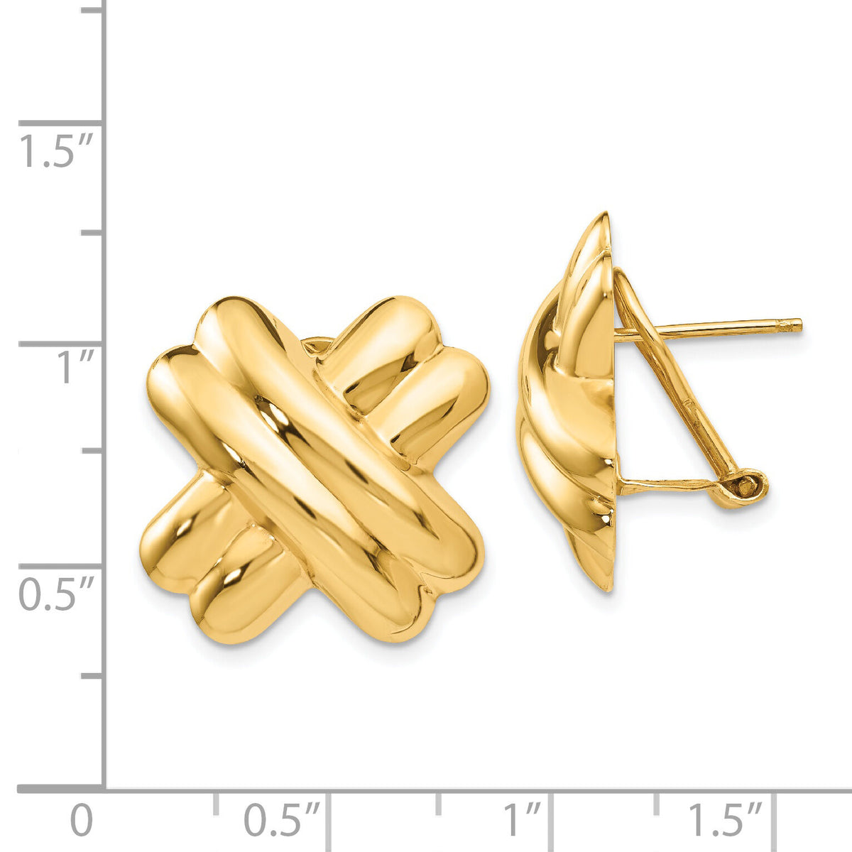 14k Polished X Omega Back Post Earrings-H364