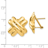 14k Polished X Omega Back Post Earrings-H364