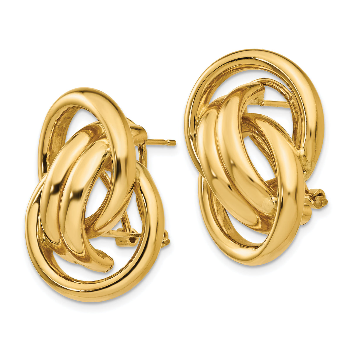 14k Polished Fancy Omega Back Post Earrings-H558