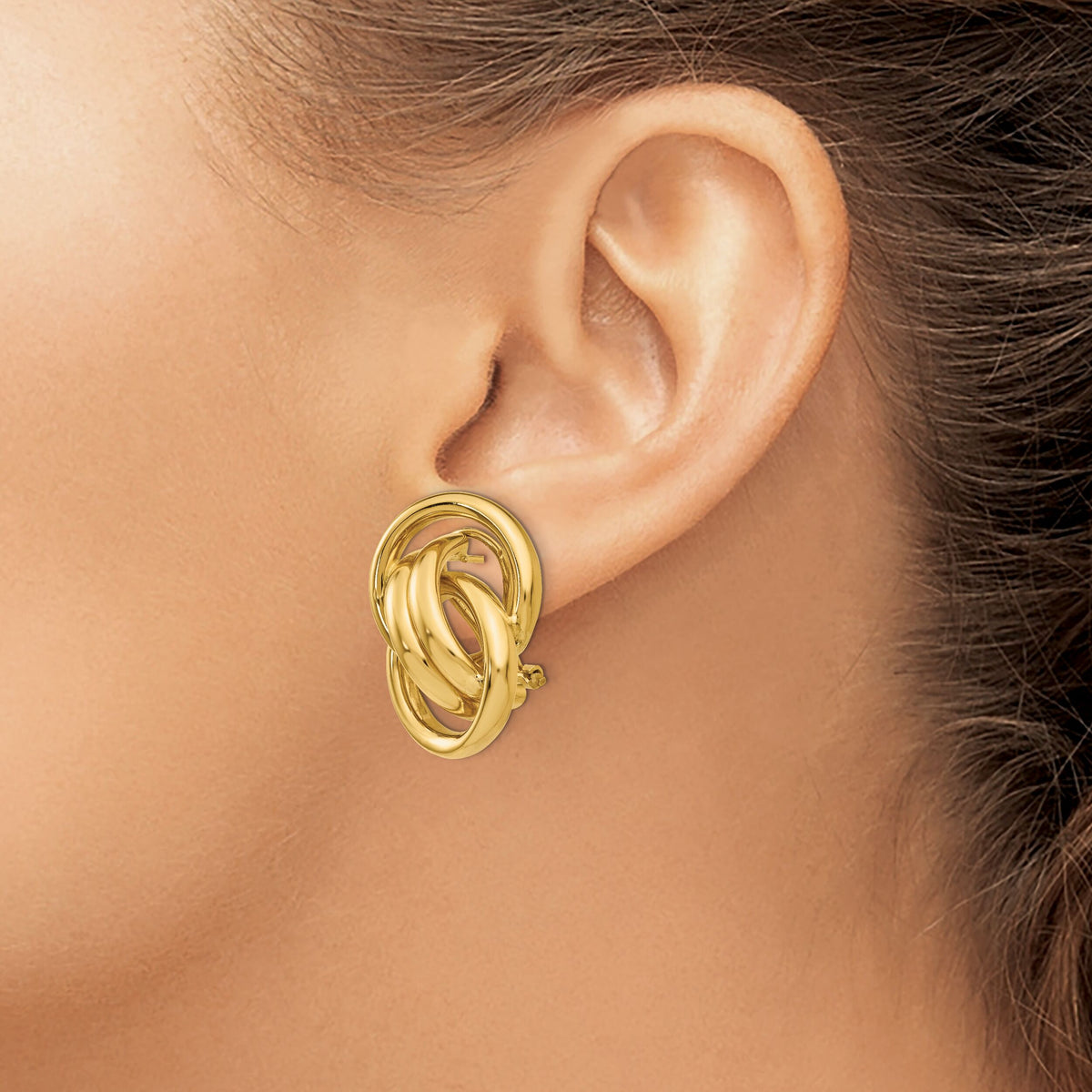 14k Polished Fancy Omega Back Post Earrings-H558