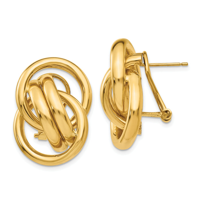 14k Polished Fancy Omega Back Post Earrings-H558