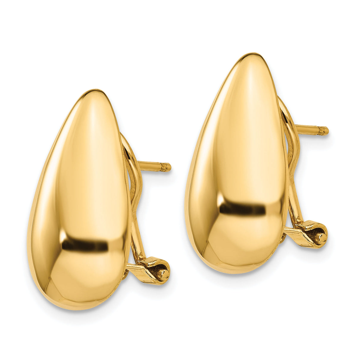 14k Polished Teardrop Omega Back Post Earrings-H567