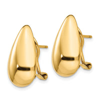14k Polished Teardrop Omega Back Post Earrings-H567