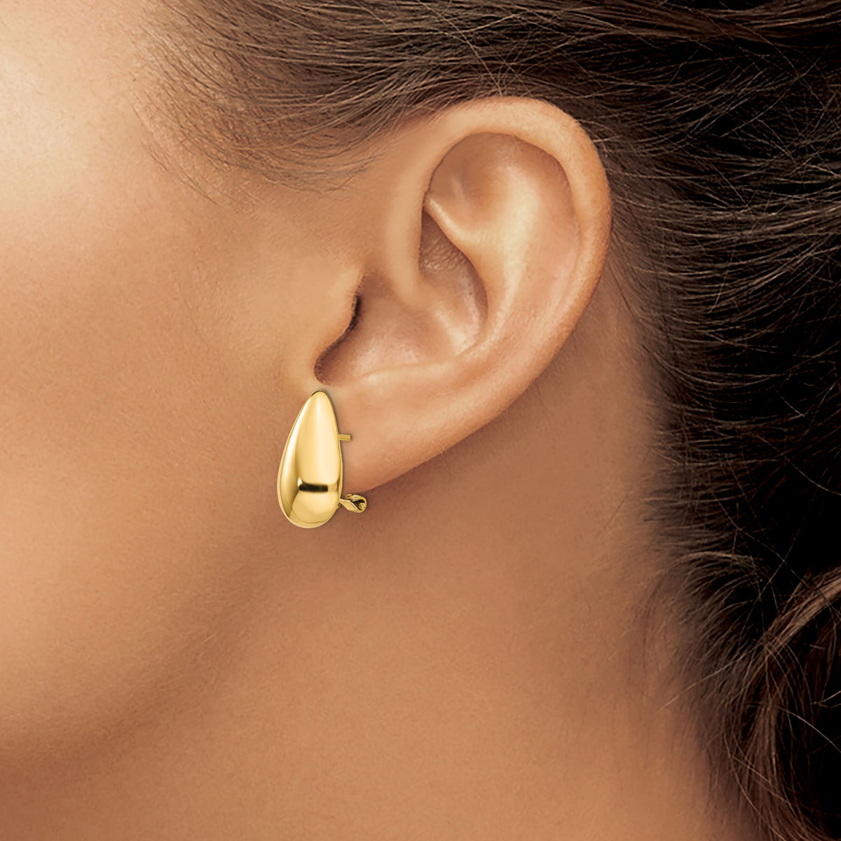 14k Polished Teardrop Omega Back Post Earrings-H567