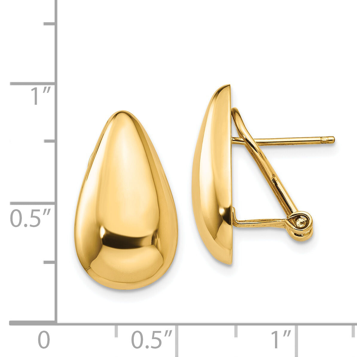 14k Polished Teardrop Omega Back Post Earrings-H567