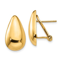 14k Polished Teardrop Omega Back Post Earrings-H567