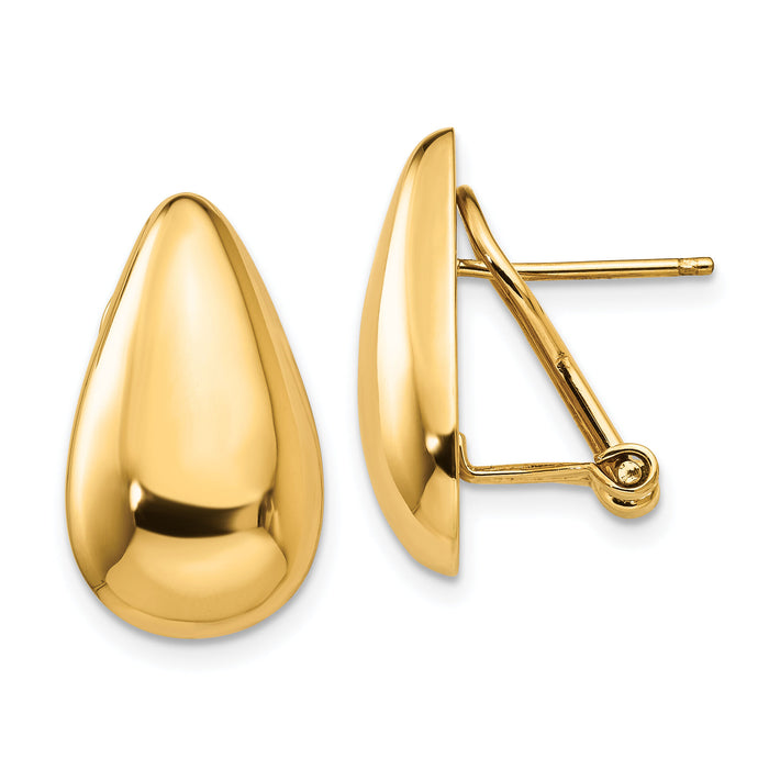 14k Polished Teardrop Omega Back Post Earrings-H567