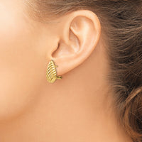 14k Polished Diagonal Teardrop Omega Back Post Earrings-H568