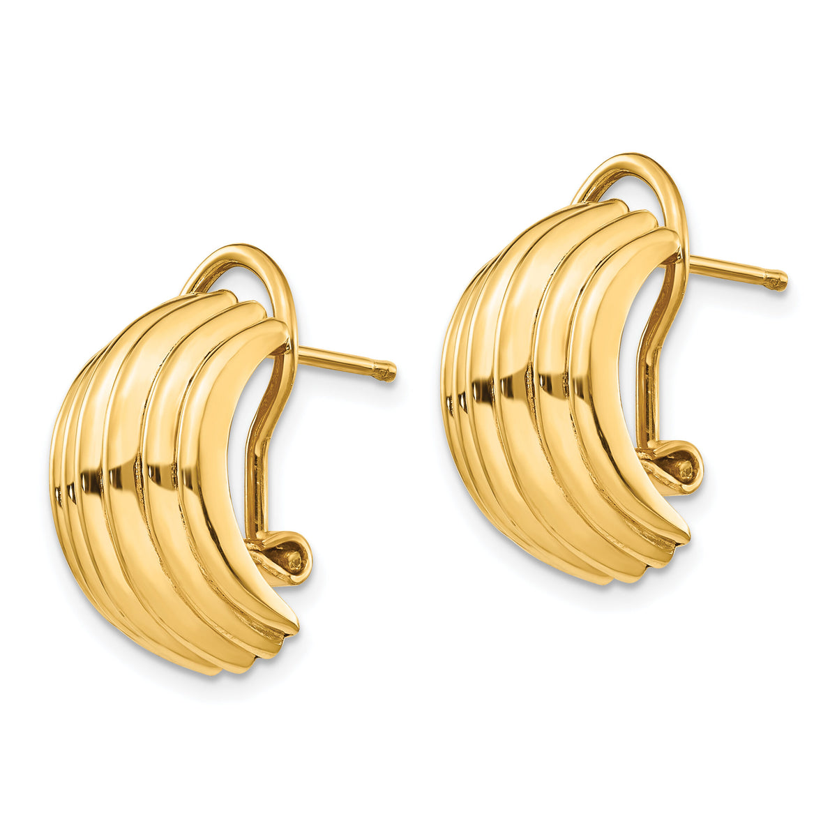 14k Polished Fancy Omega Back Post Earrings-H577