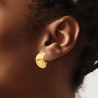14k Polished Fancy Omega Back Post Earrings-H577