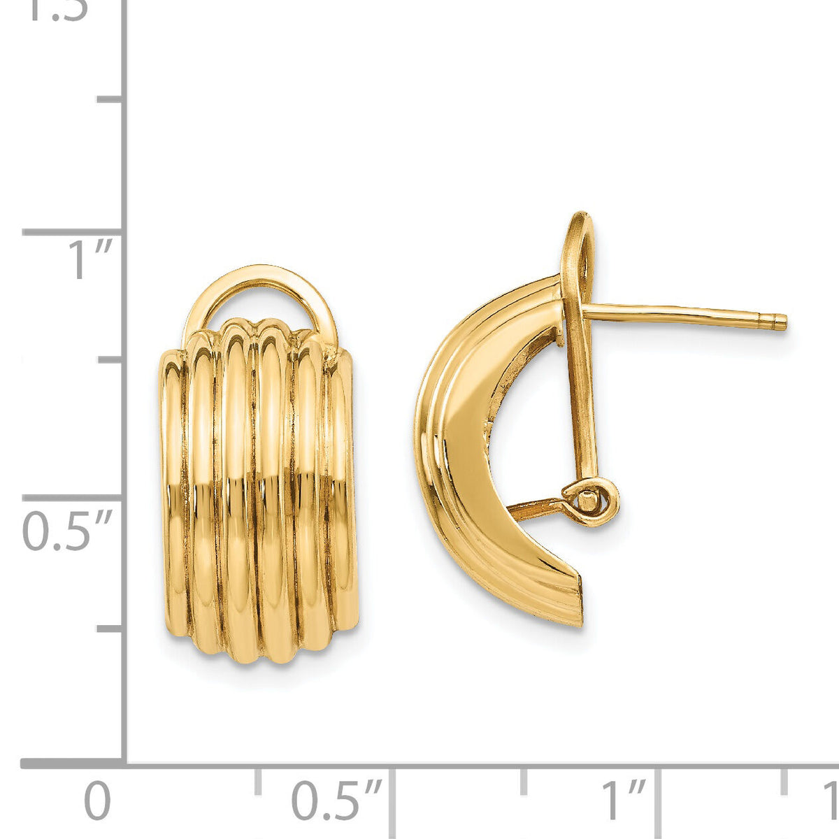 14k Polished Fancy Omega Back Post Earrings-H577