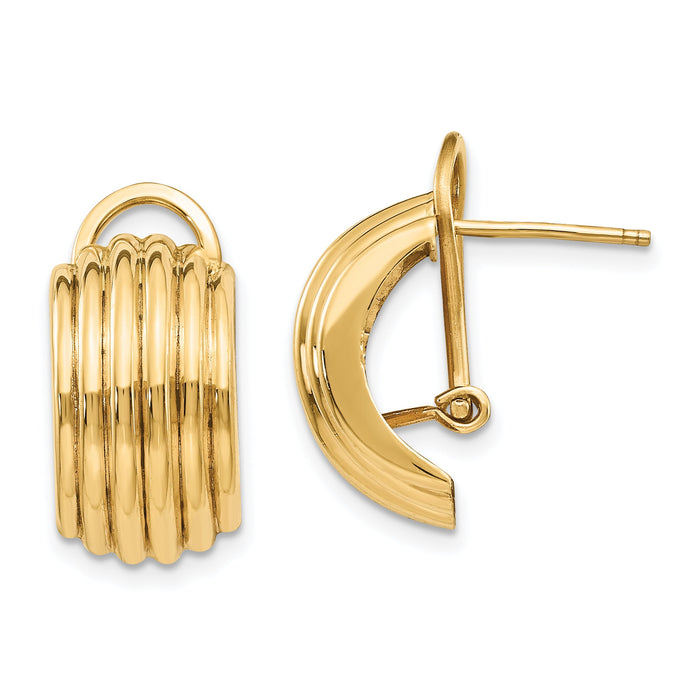 14k Polished Fancy Omega Back Post Earrings-H577