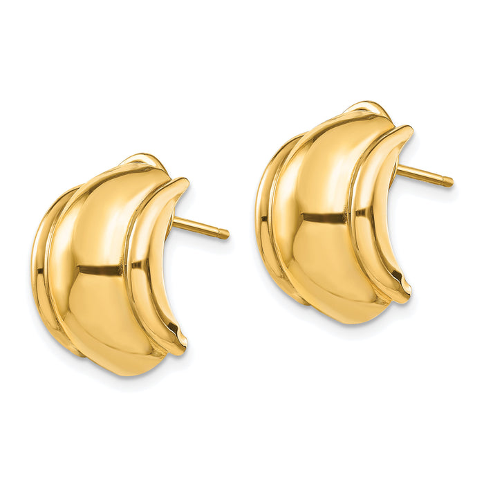 14k Polished Fancy Omega Back Post Earrings-H580