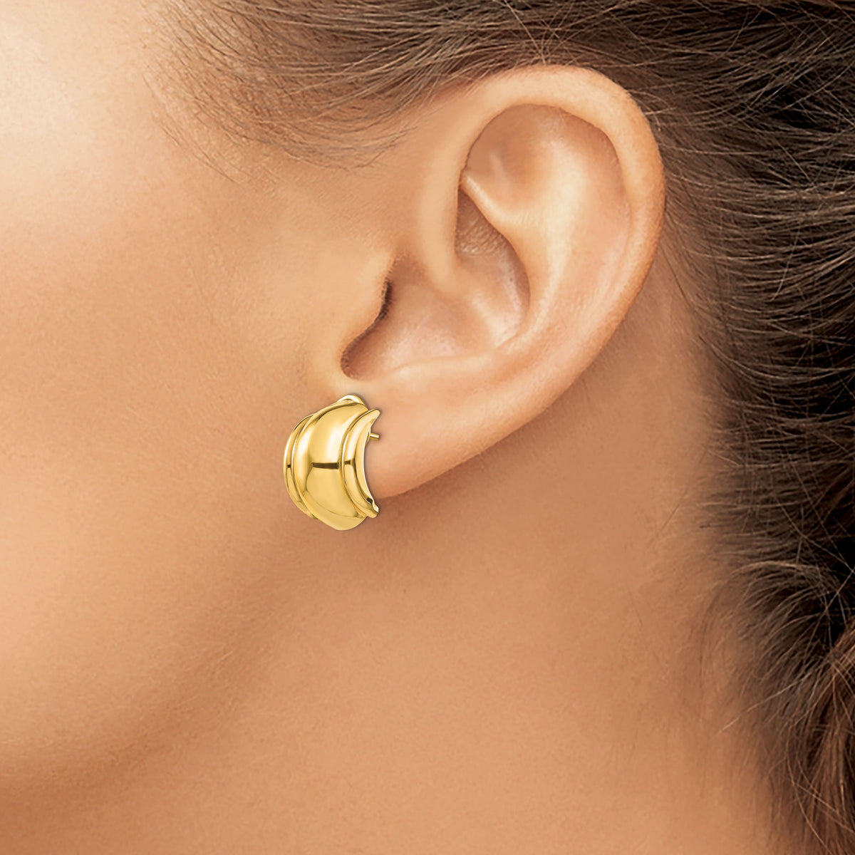 14k Polished Fancy Omega Back Post Earrings-H580