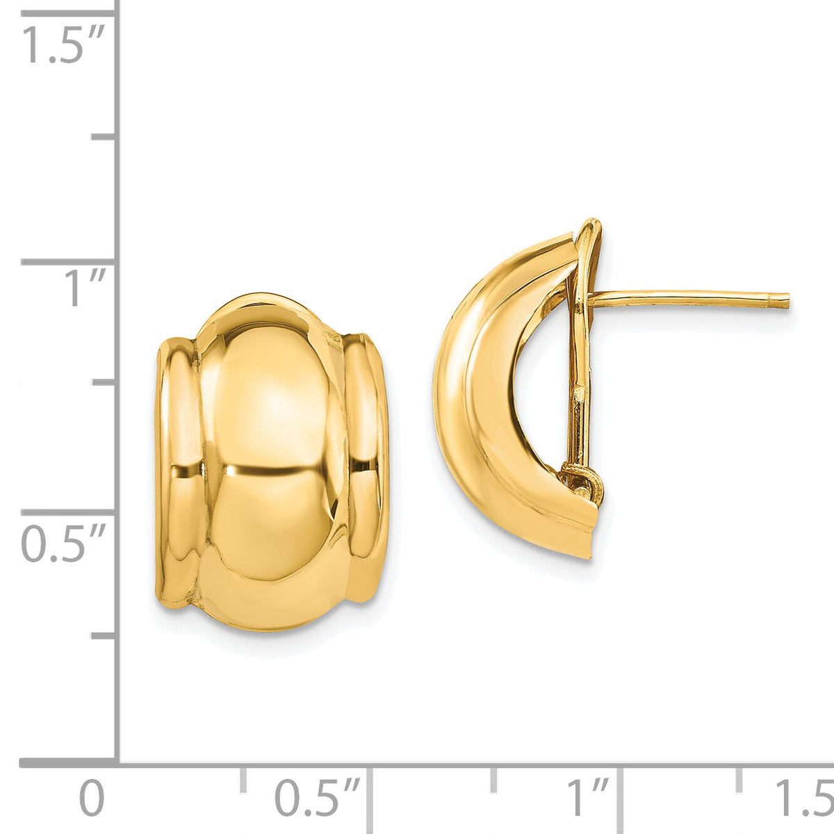 14k Polished Fancy Omega Back Post Earrings-H580