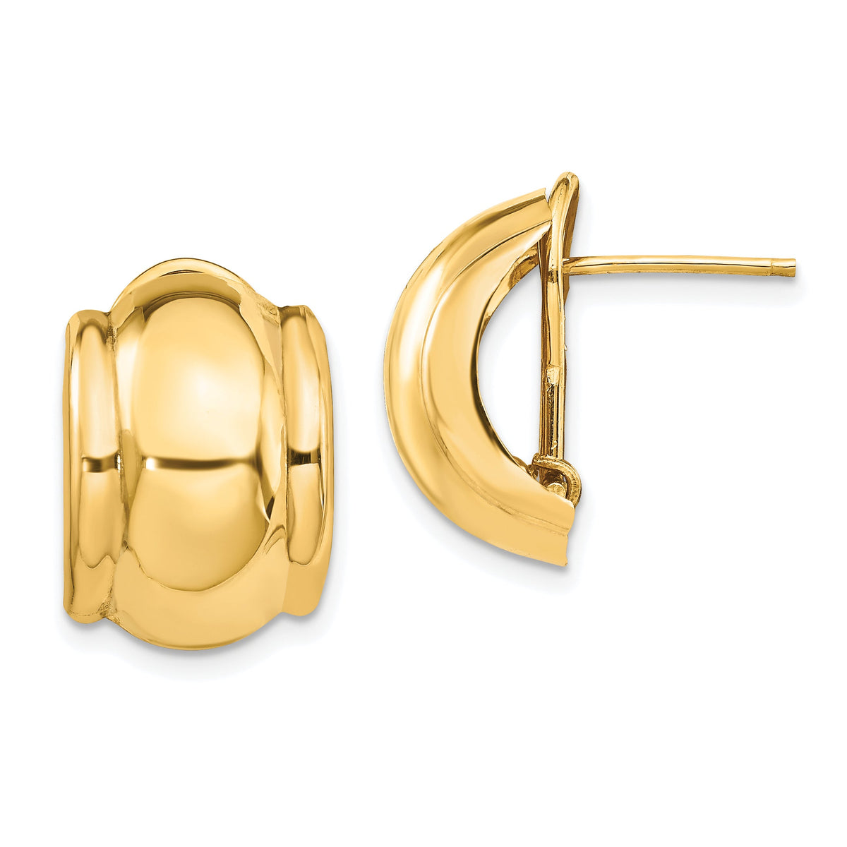 14k Polished Fancy Omega Back Post Earrings-H580