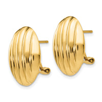 14k Polished Fancy Omega Back Post Earrings-H590