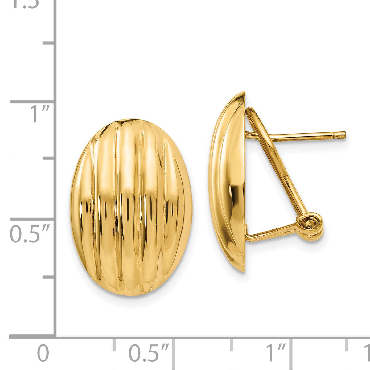 14k Polished Fancy Omega Back Post Earrings-H590
