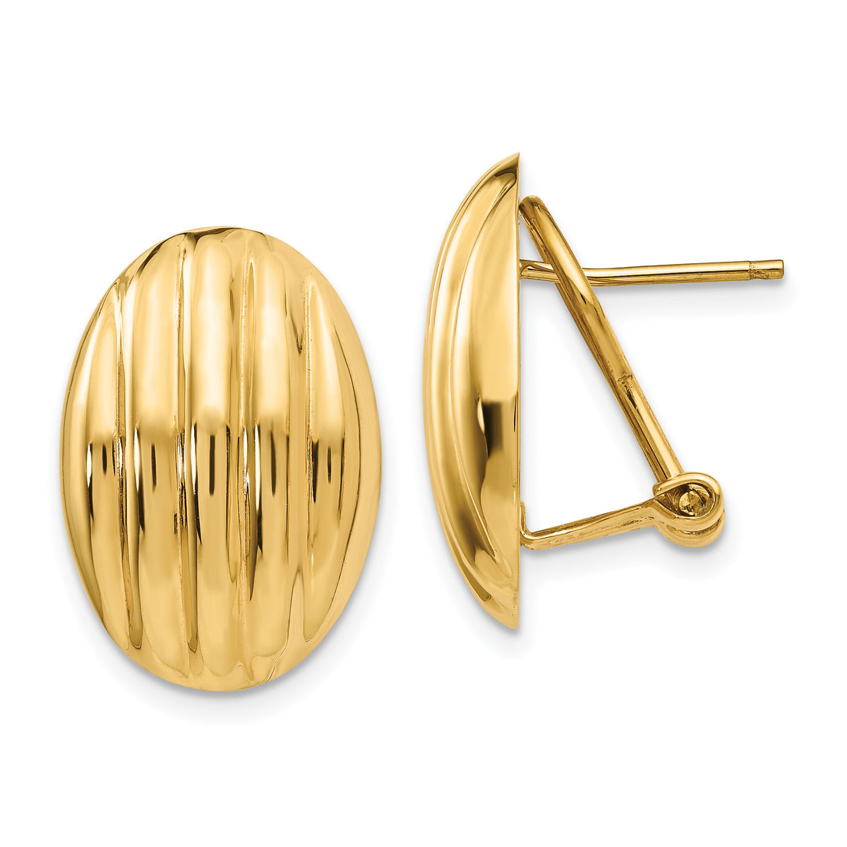 14k Polished Fancy Omega Back Post Earrings-H590