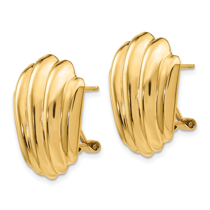 14k Polished Fancy Omega Back Post Earrings-H595