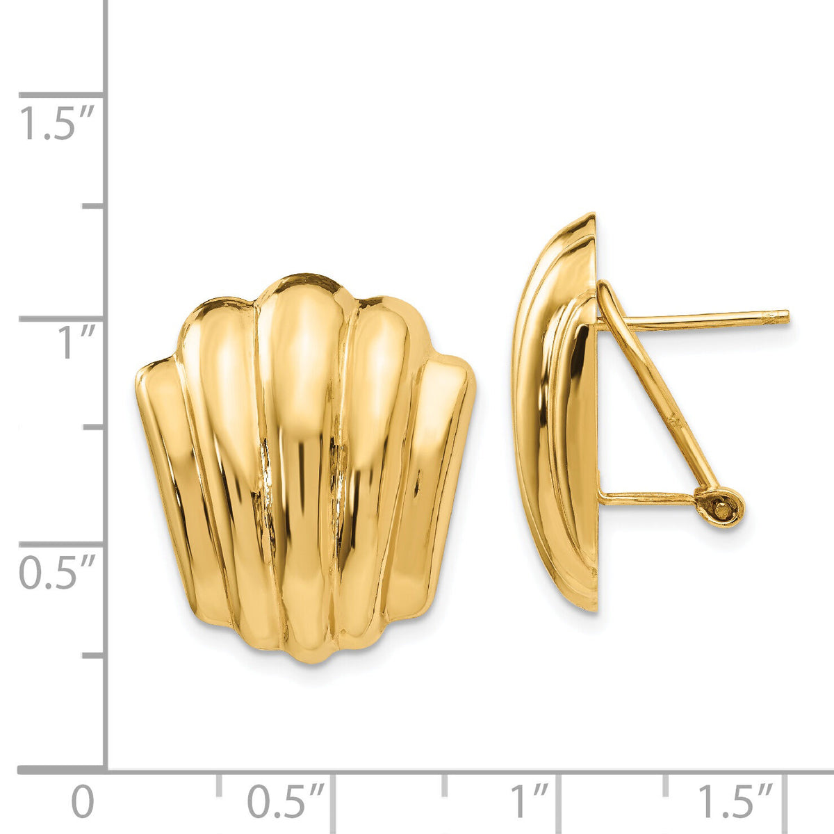 14k Polished Fancy Omega Back Post Earrings-H595