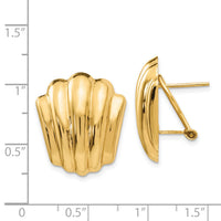 14k Polished Fancy Omega Back Post Earrings-H595