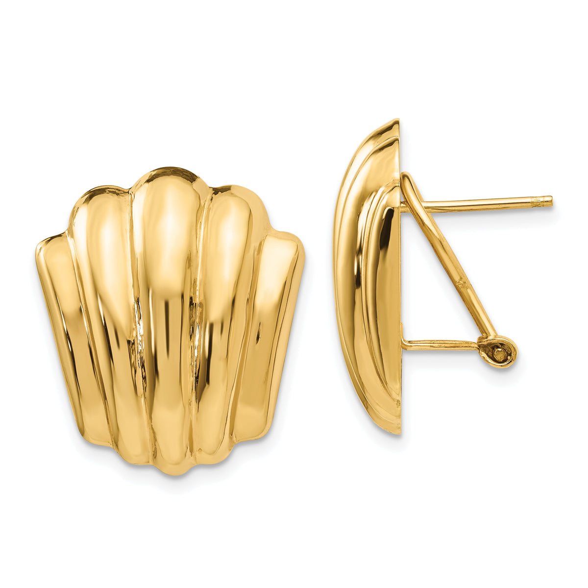 14k Polished Fancy Omega Back Post Earrings-H595
