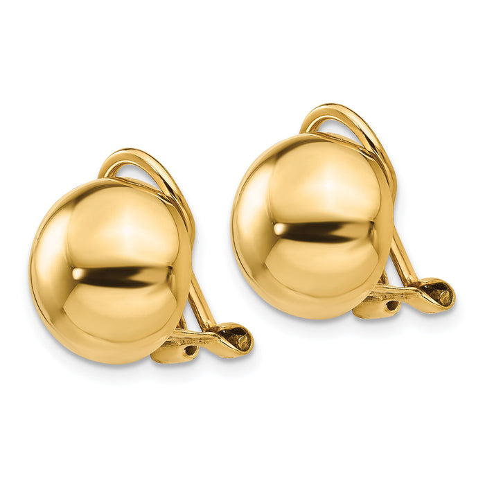 14k Non-pierced Half Ball Omega Back Earrings-H629