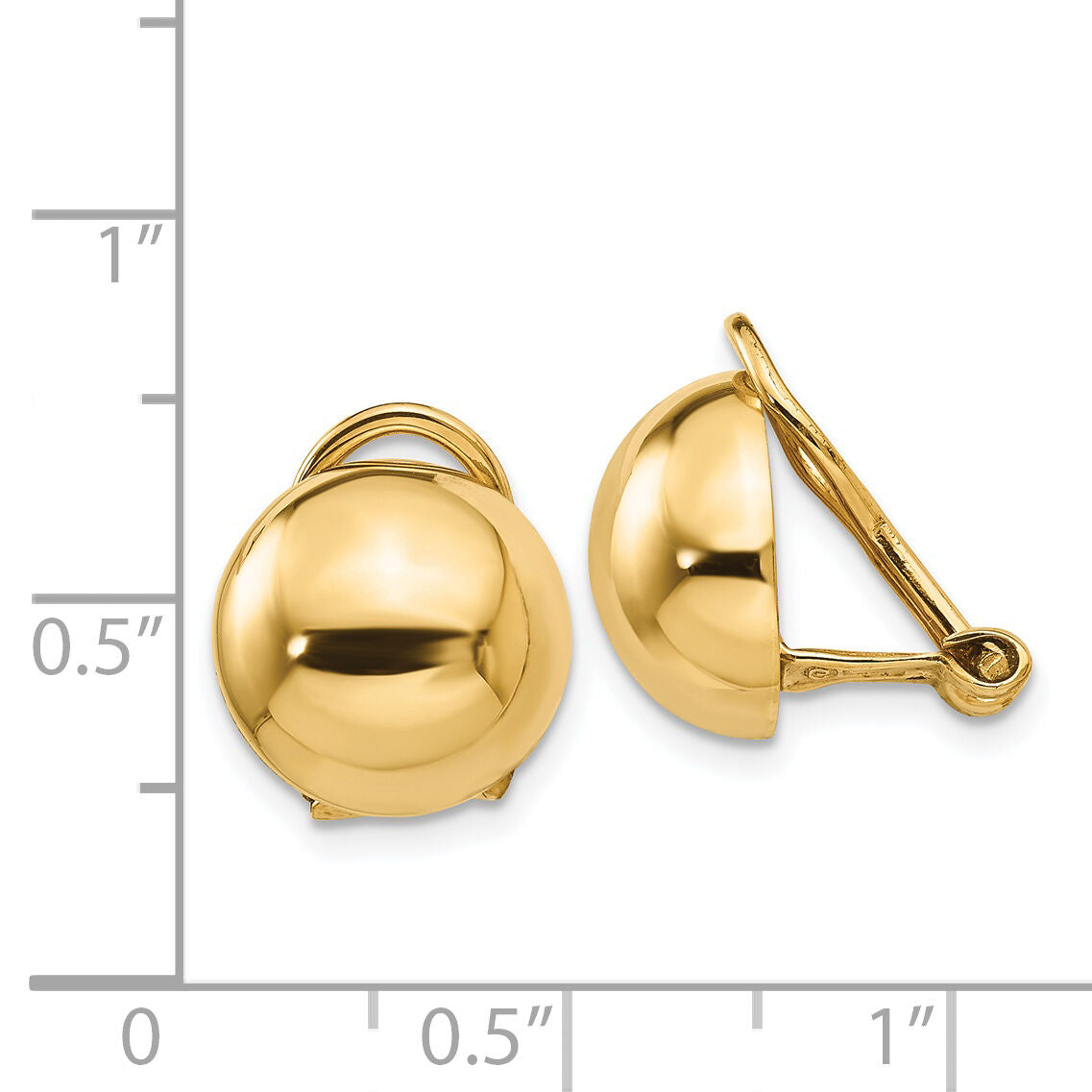 14k Non-pierced Half Ball Omega Back Earrings-H629