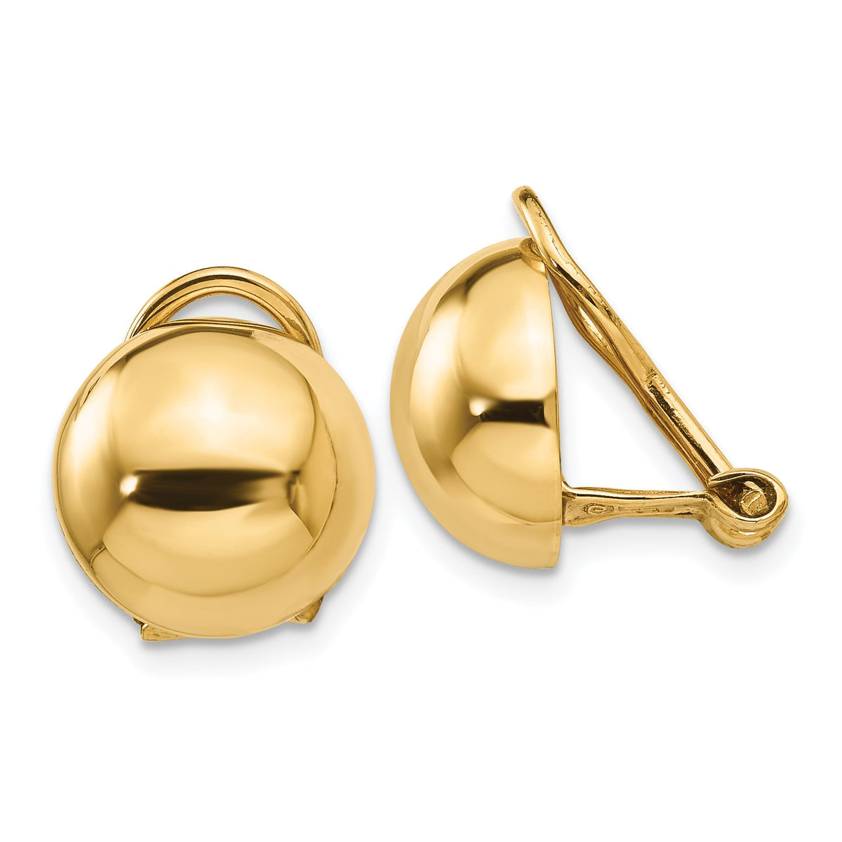 14k Non-pierced Half Ball Omega Back Earrings-H629