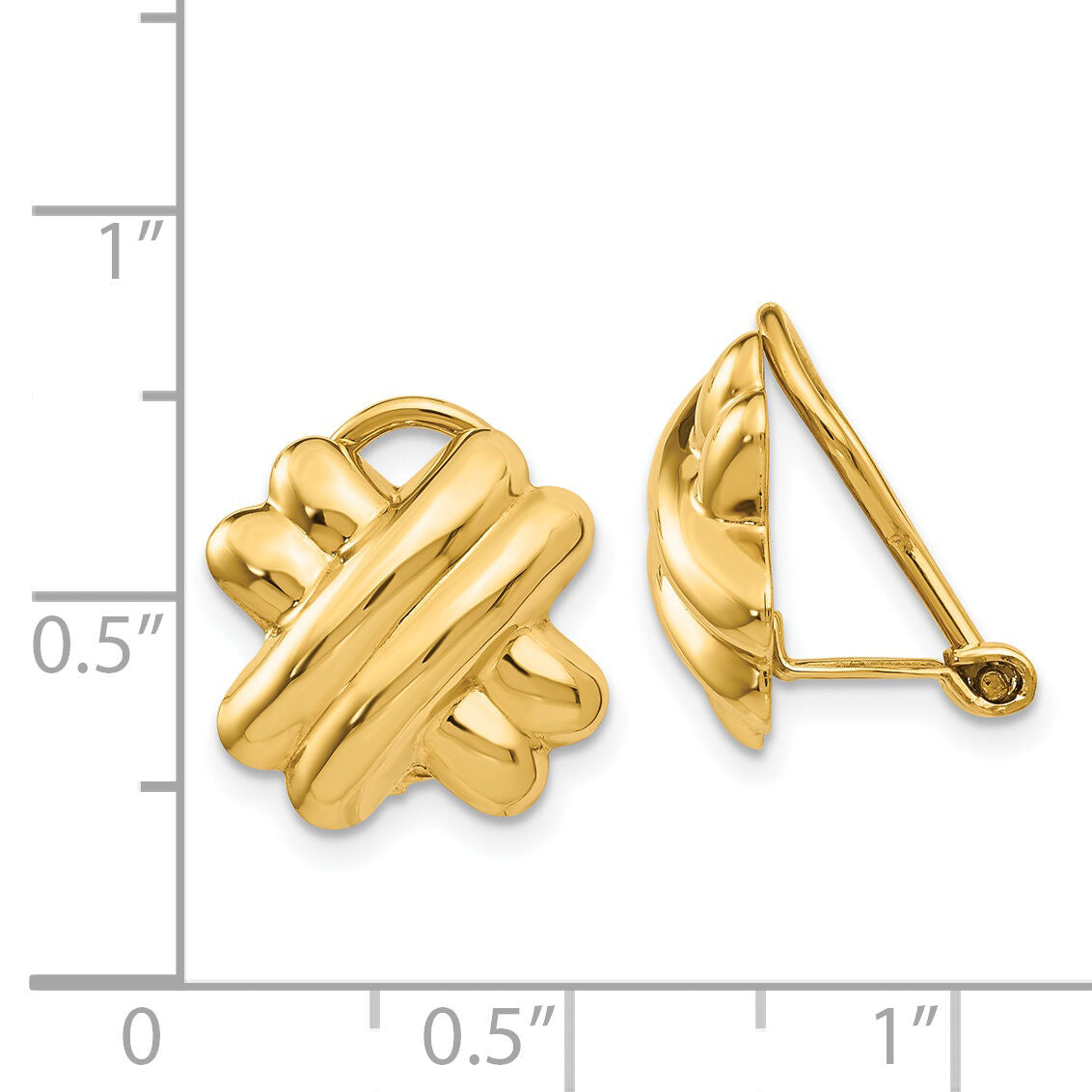 14k Non-pierced X Earrings-H631