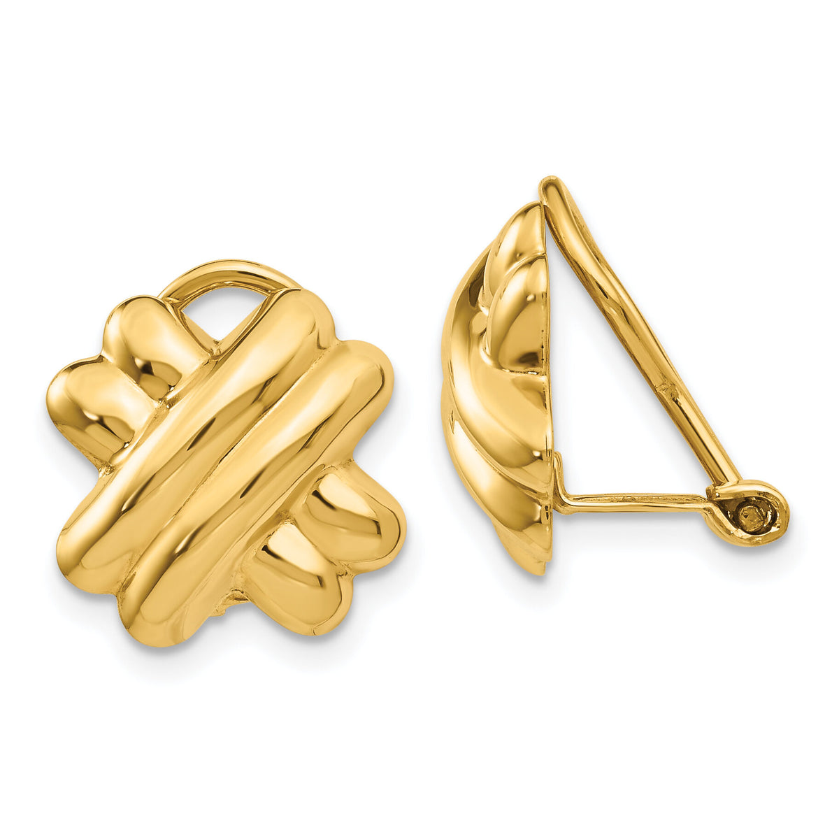 14k Non-pierced X Earrings-H631