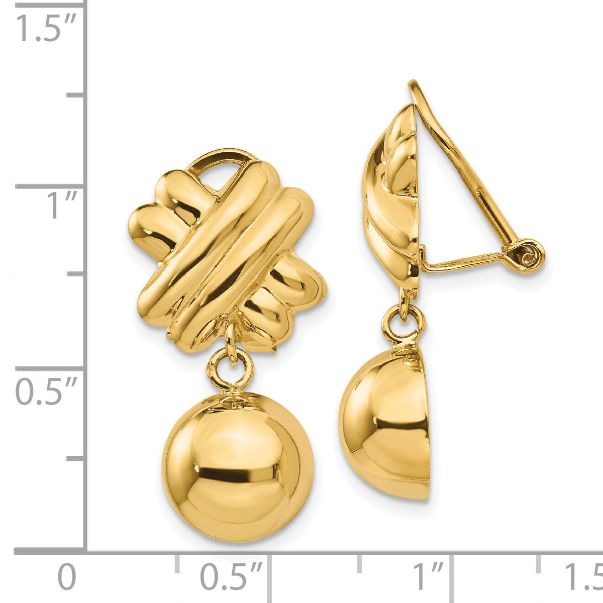 14k Non-pierced Fancy Ball Earrings-H632