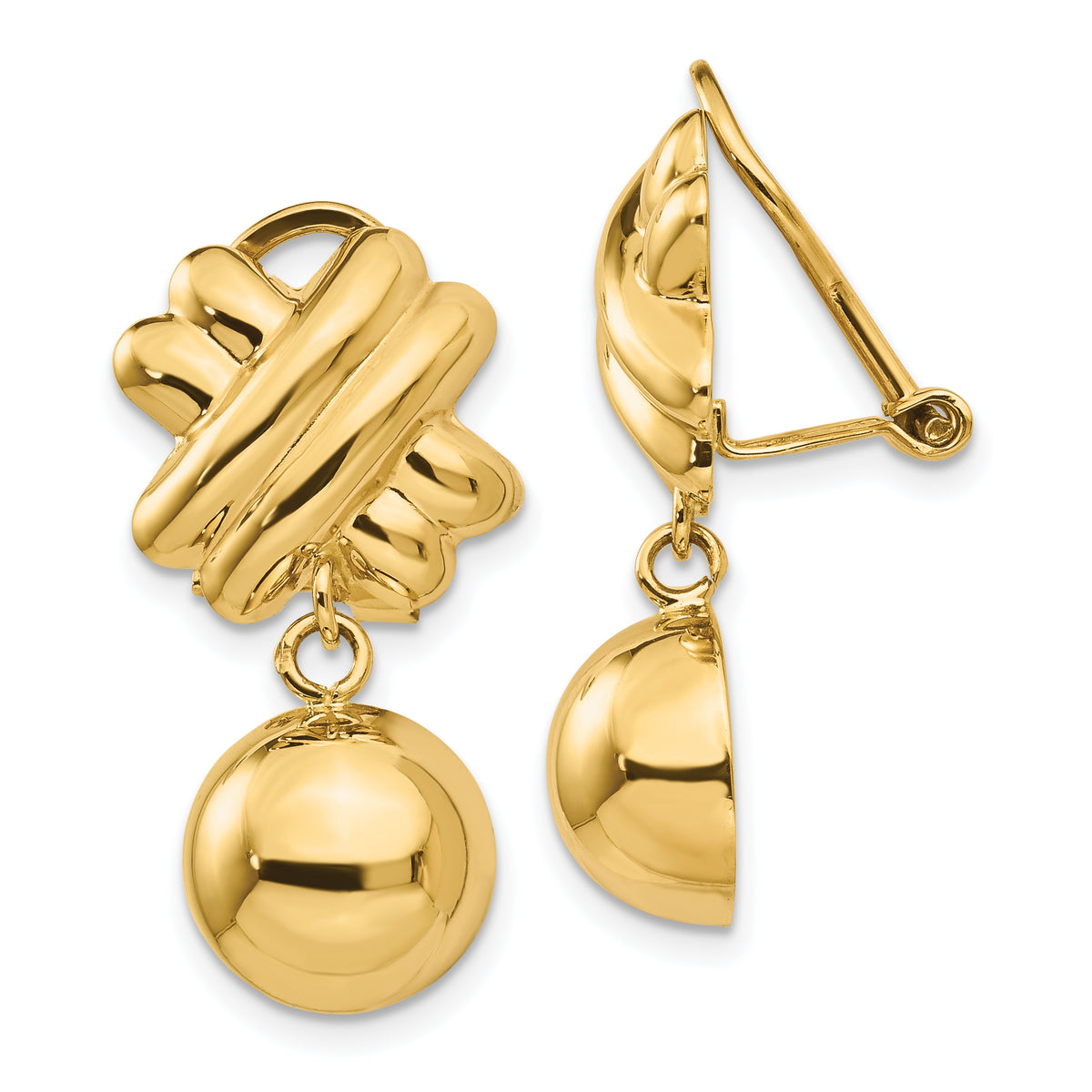 14k Non-pierced Fancy Ball Earrings-H632